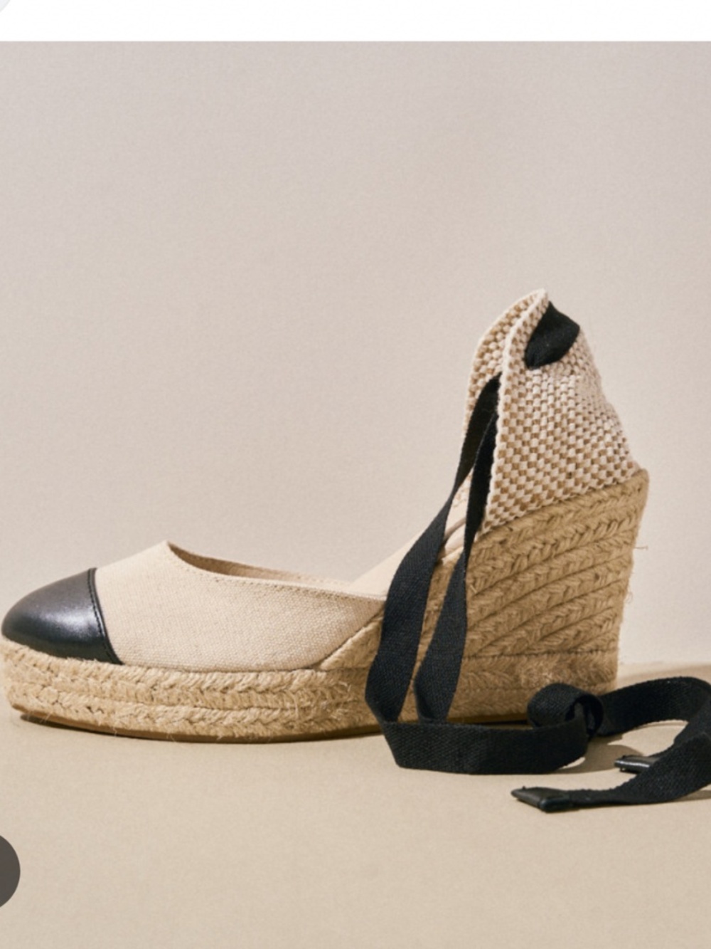 NIB Boden black cap toe espadrille wedges 38 8